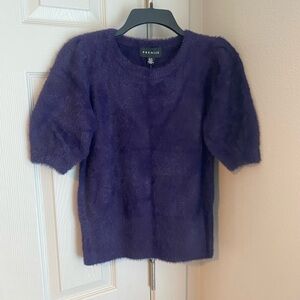 Purple Fuzzy Short Sleeve Sweater